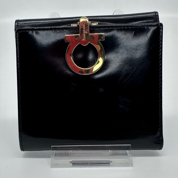 Salvatore Ferragamo Handbags - Salvatore Ferragamo Black Patent Leather Gancini Wallet